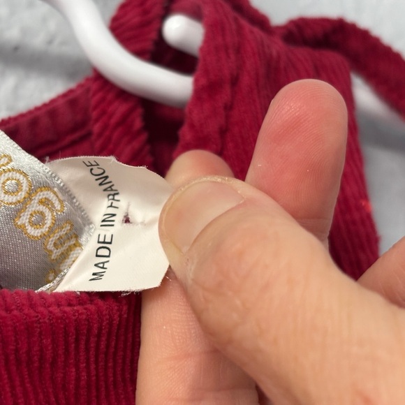 Made in France Berlingot 2yo Red Sleeveless Ctn Corduroy Dress w Star Pattern - Picture 4 of 10